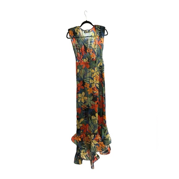 NWT Bronx and Banco Tropics Ruffle Wrap Maxi Dress - Picture 7 of 9